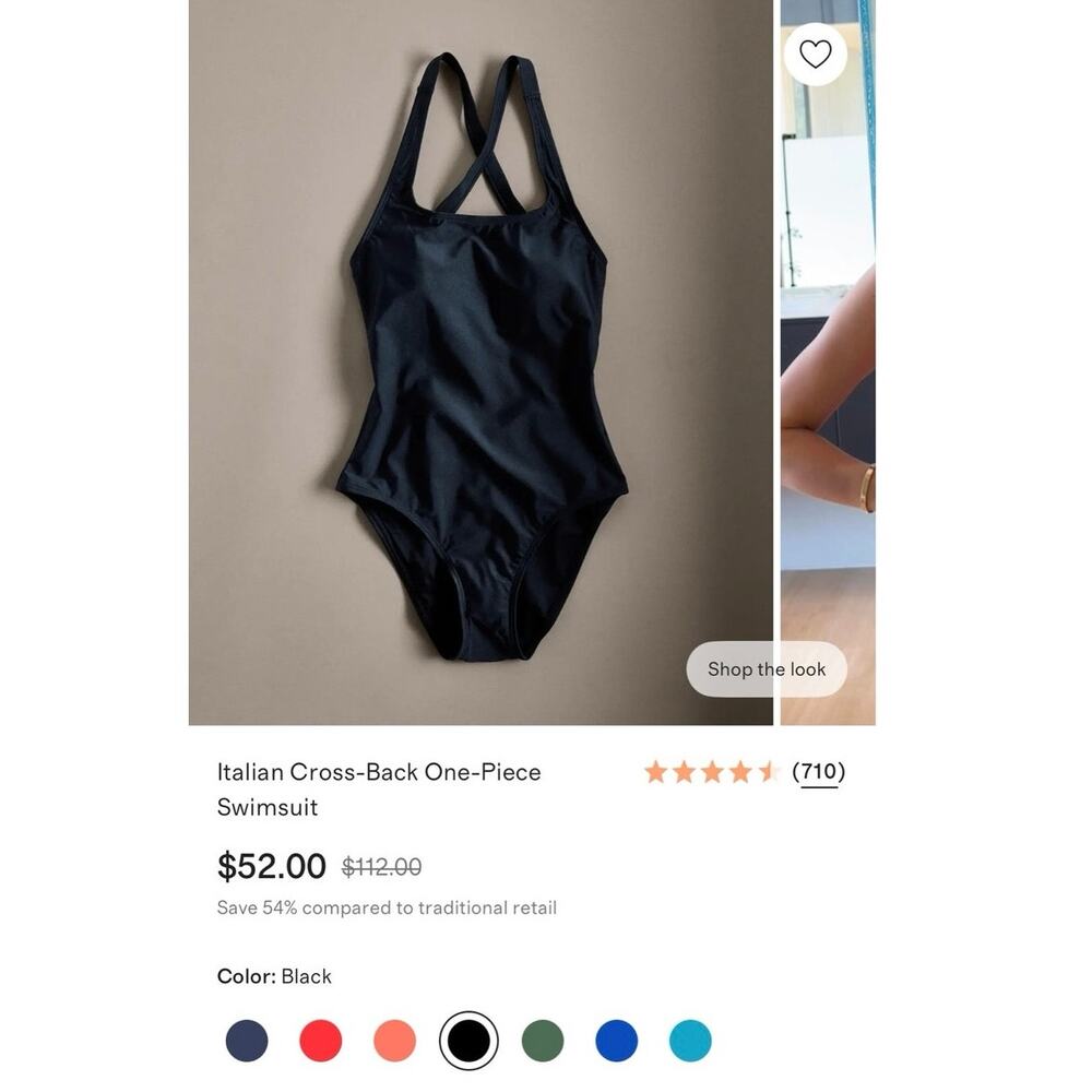 New Quince Cross-Back One-Piece Swimsuit in Black Size Large MSRP $49.90
